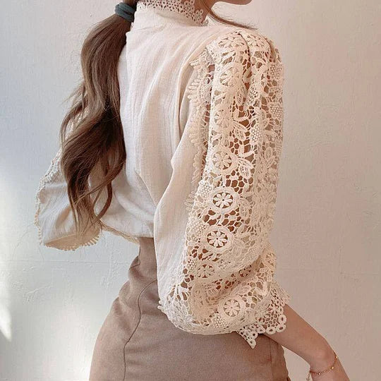 BRYNOUVELLE | Chemise à manches longues avec dentelle et détails Tove