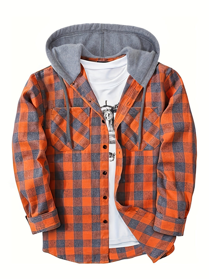 BRYNOUVELLE | VESTE À CAPUCHE À CARREAUX POUR HOMMES