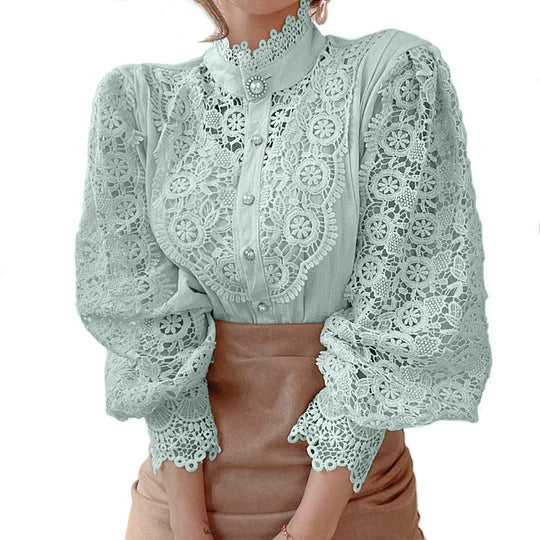 BRYNOUVELLE | Chemise à manches longues avec dentelle et détails Tove