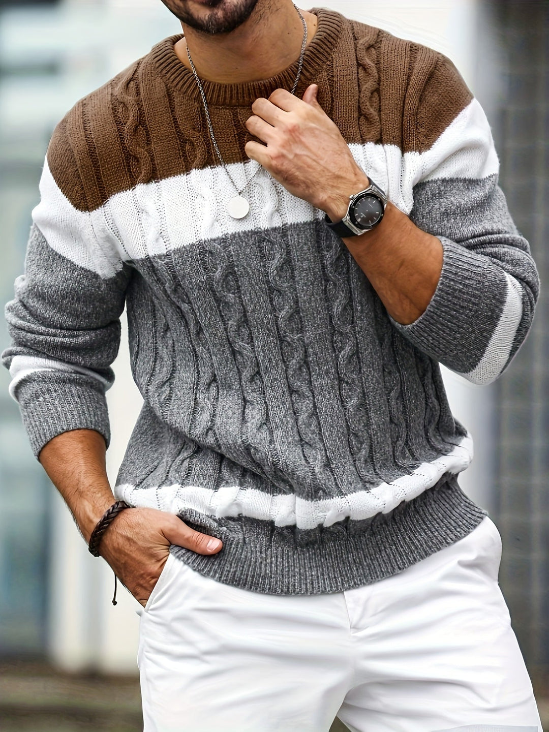 BRYNOUVELLE | Pull en Maille Color Block pour Hommes
