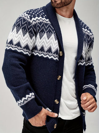 BRYNOUVELLE | Veste en Maille Géométrique Masculine