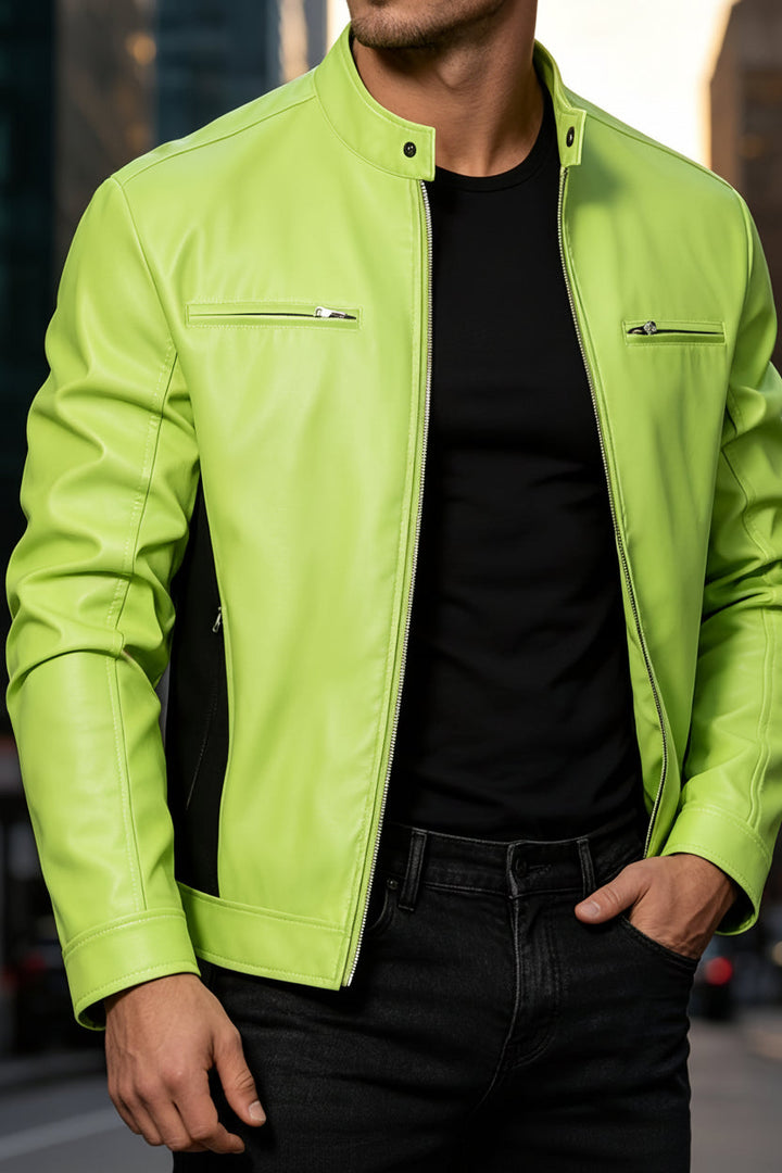BRYNOUVELLE | VESTE EN PU À FERMETURE ÉCLAIR POUR HOMMES