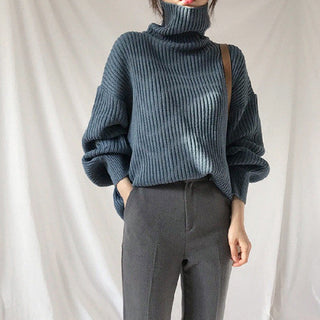 Pull col montant à manches bouffantes Clémence
