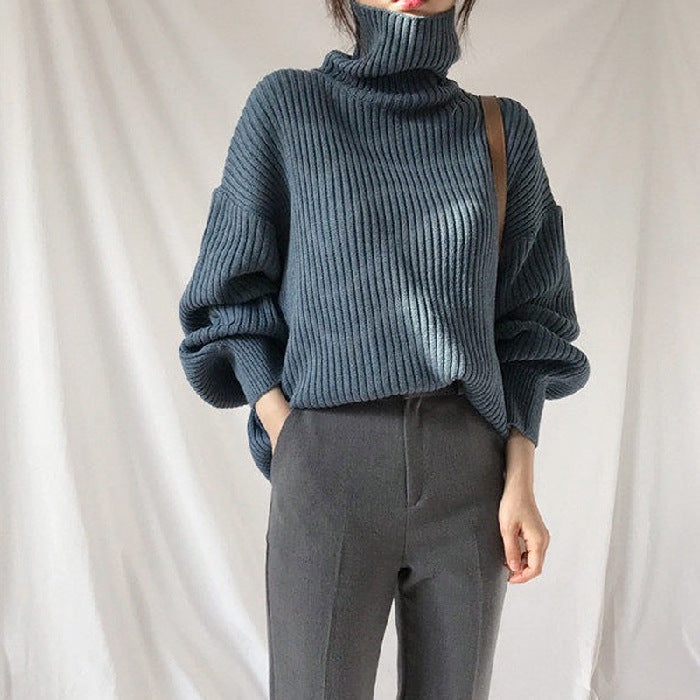 Pull col montant à manches bouffantes Clémence