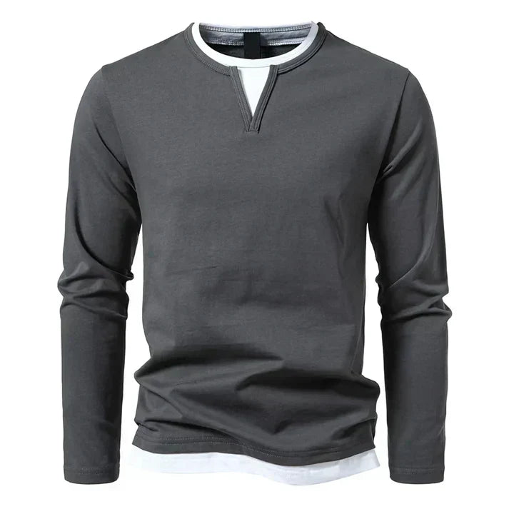 Alwin™ | T-shirt à manches longues en coton peigné premium