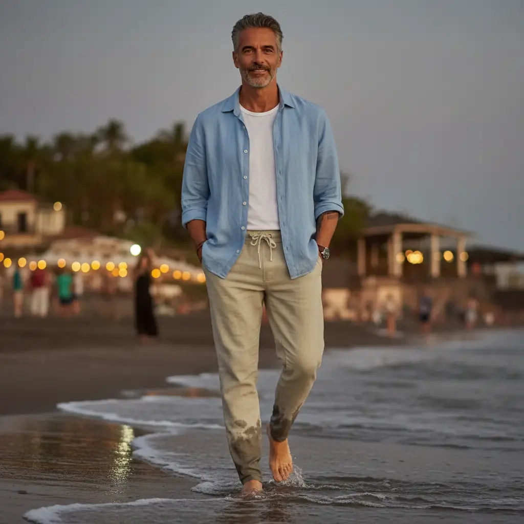BRYNOUVELLE | PANTALONS DE PLAGE EN LIN POUR HOMMES