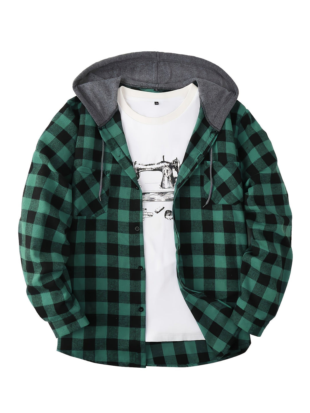 BRYNOUVELLE | VESTE À CAPUCHE À CARREAUX POUR HOMMES