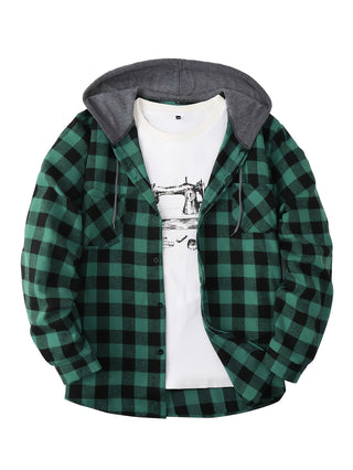 BRYNOUVELLE | VESTE À CAPUCHE À CARREAUX POUR HOMMES