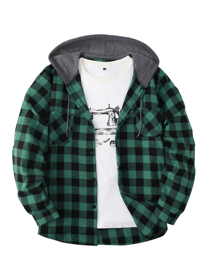 BRYNOUVELLE | VESTE À CAPUCHE À CARREAUX POUR HOMMES
