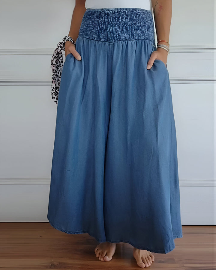 BRYNOUVELLE | Pantalon large pour femme avec taille smockée