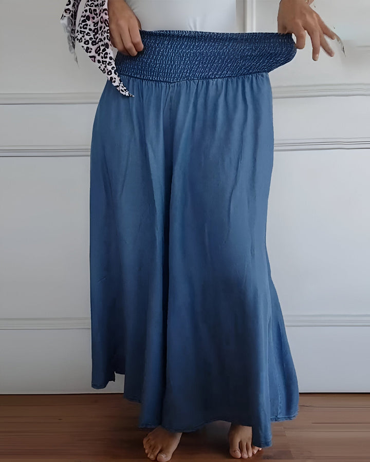 BRYNOUVELLE | Pantalon large pour femme avec taille smockée