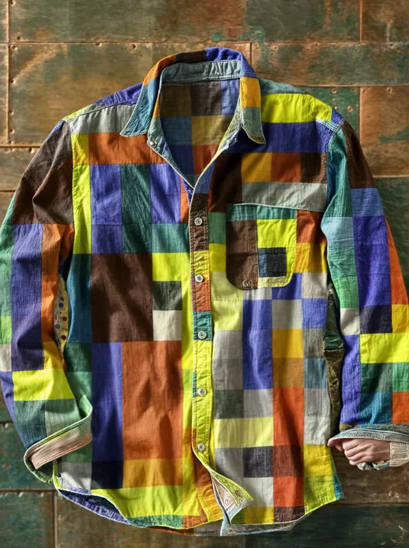 Eric | Chemise patchwork de haute qualité – Style unique et coupe confortable