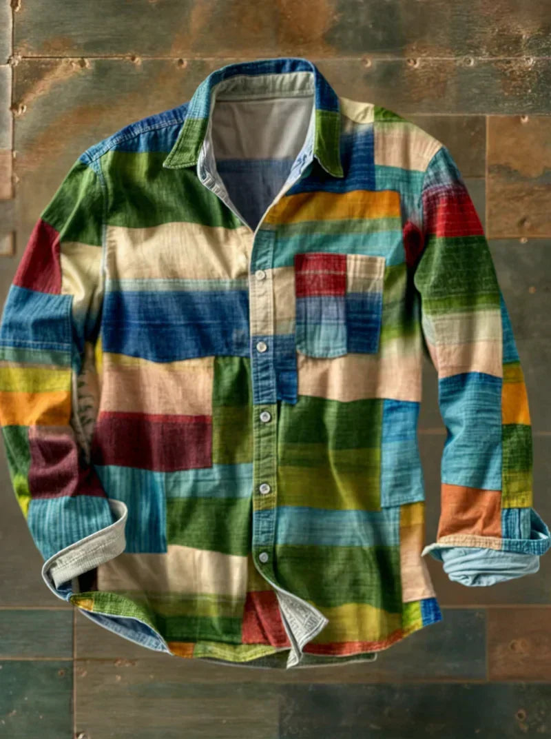 Eric | Chemise patchwork de haute qualité – Style unique et coupe confortable
