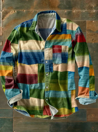 Eric | Chemise patchwork de haute qualité – Style unique et coupe confortable