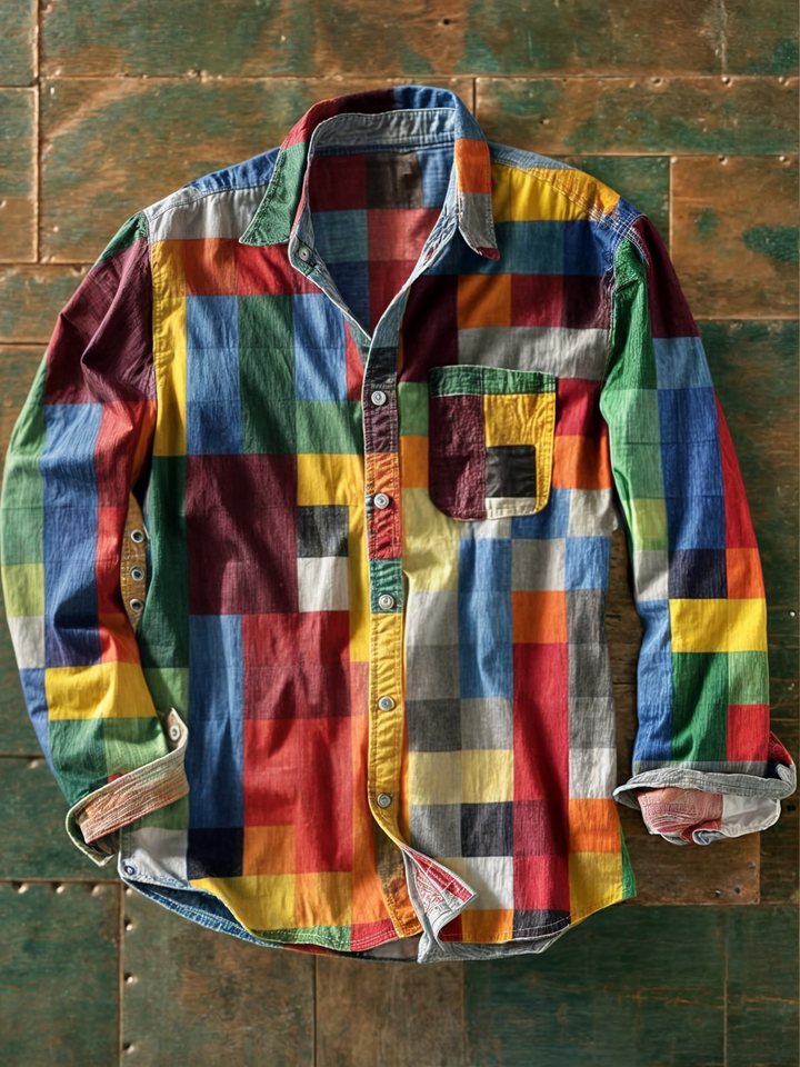 Eric | Chemise patchwork de haute qualité – Style unique et coupe confortable