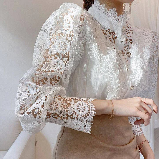 BRYNOUVELLE | Chemise à manches longues avec dentelle et détails Tove