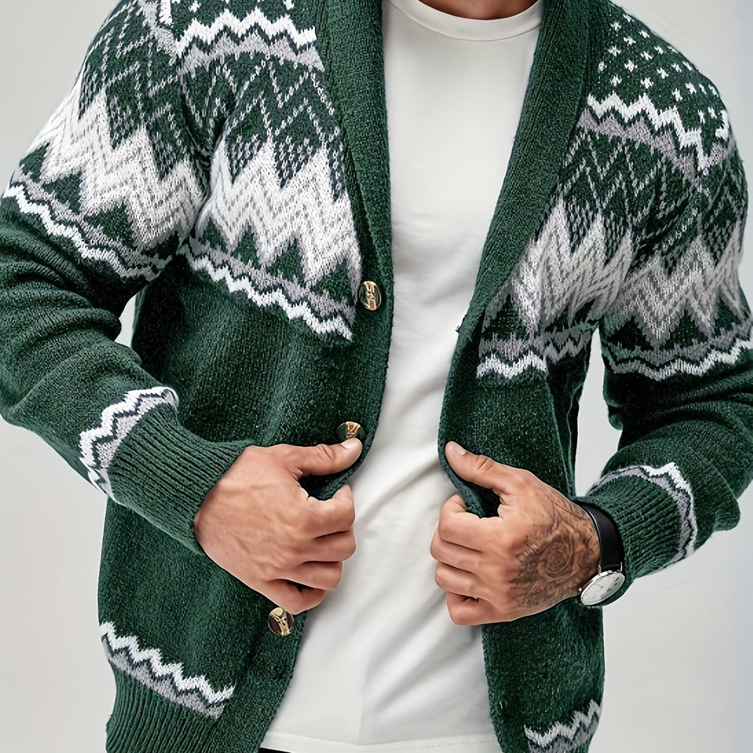 BRYNOUVELLE | Veste en Maille Géométrique Masculine