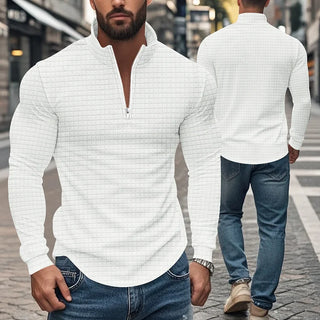 BRYNOUVELLE | HOMME SWEAT-SHIRT RÉTRO À CARREAUX AVEC DEMI-FERMETURE ÉCLAIR
