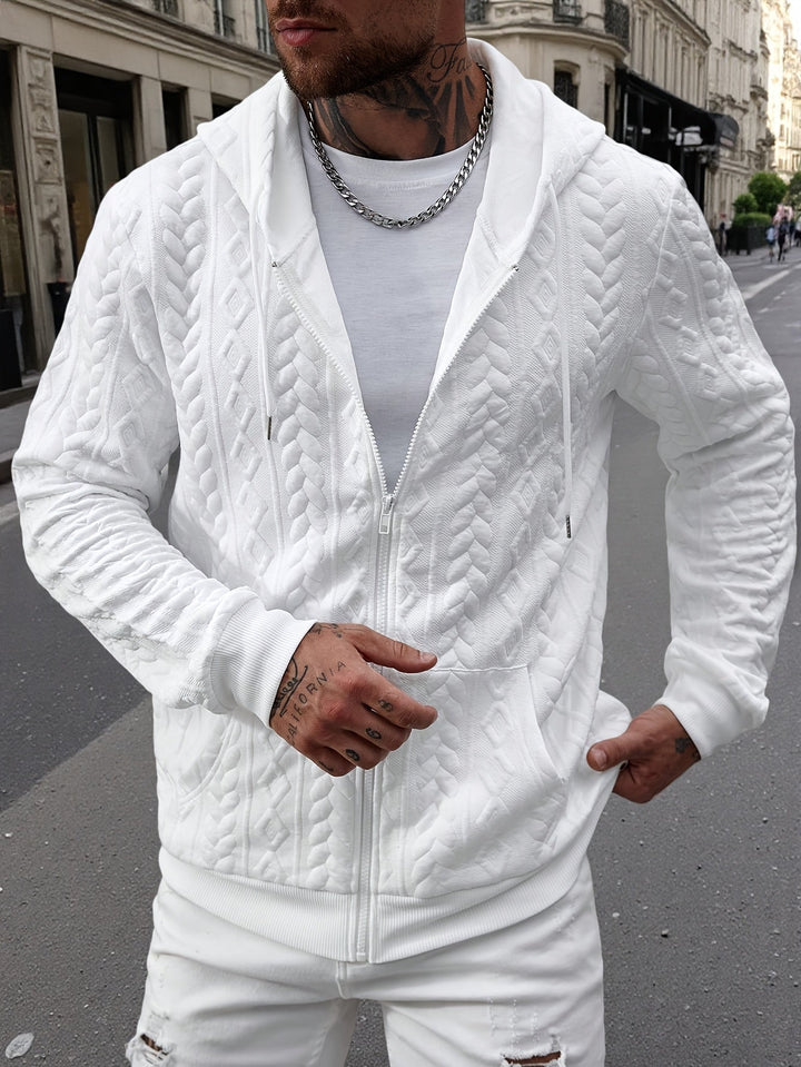 BRYNOUVELLE | SWEAT À CAPUCHE EN MAILLE GÉOMÉTRIQUE POUR HOMME