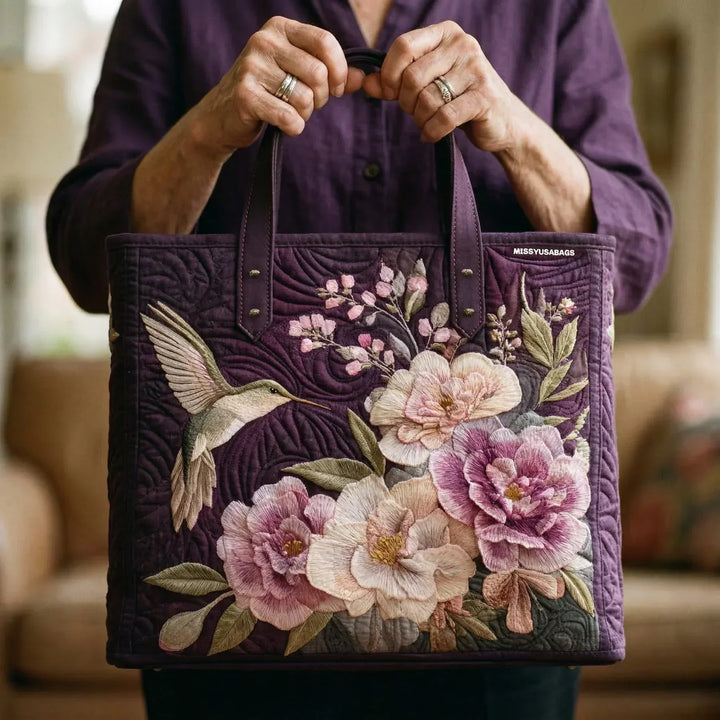 Sac Artisanal Matelassé - Colibris et Orchidées
