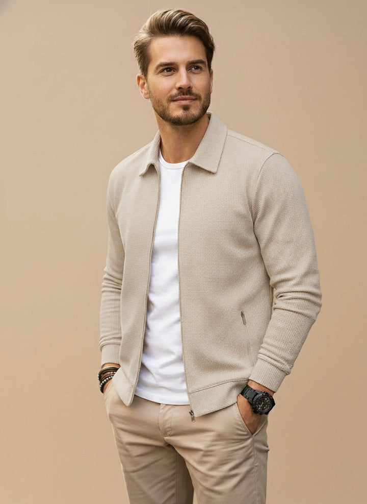 BRYNOUVELLE | GILET TEXTURÉ À FERMETURE ÉCLAIR POUR HOMMES