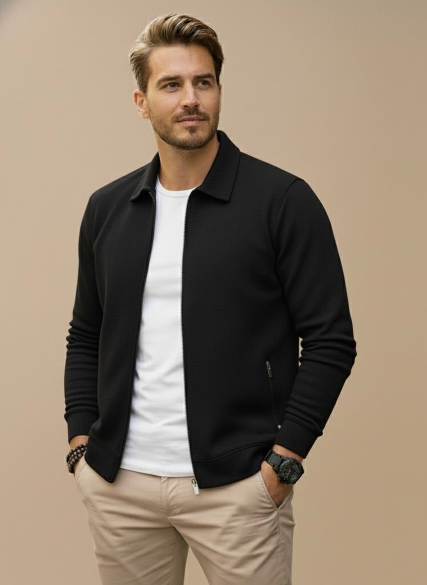 BRYNOUVELLE | GILET TEXTURÉ À FERMETURE ÉCLAIR POUR HOMMES