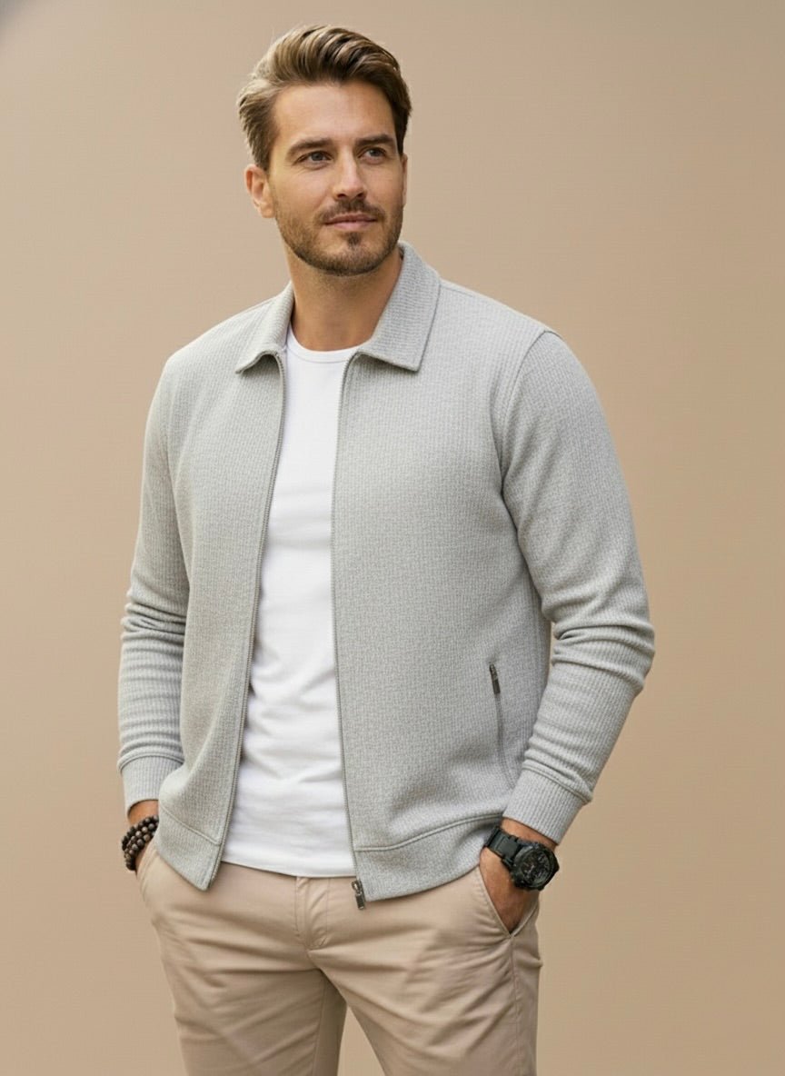 BRYNOUVELLE | GILET TEXTURÉ À FERMETURE ÉCLAIR POUR HOMMES