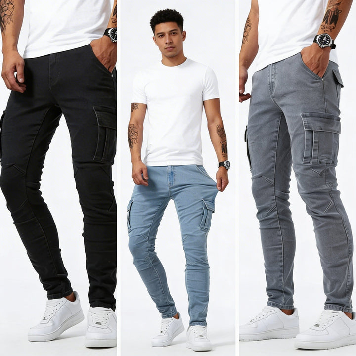 BRYNOUVELLE | JEANS CARGO EN DENIM POUR HOMMES