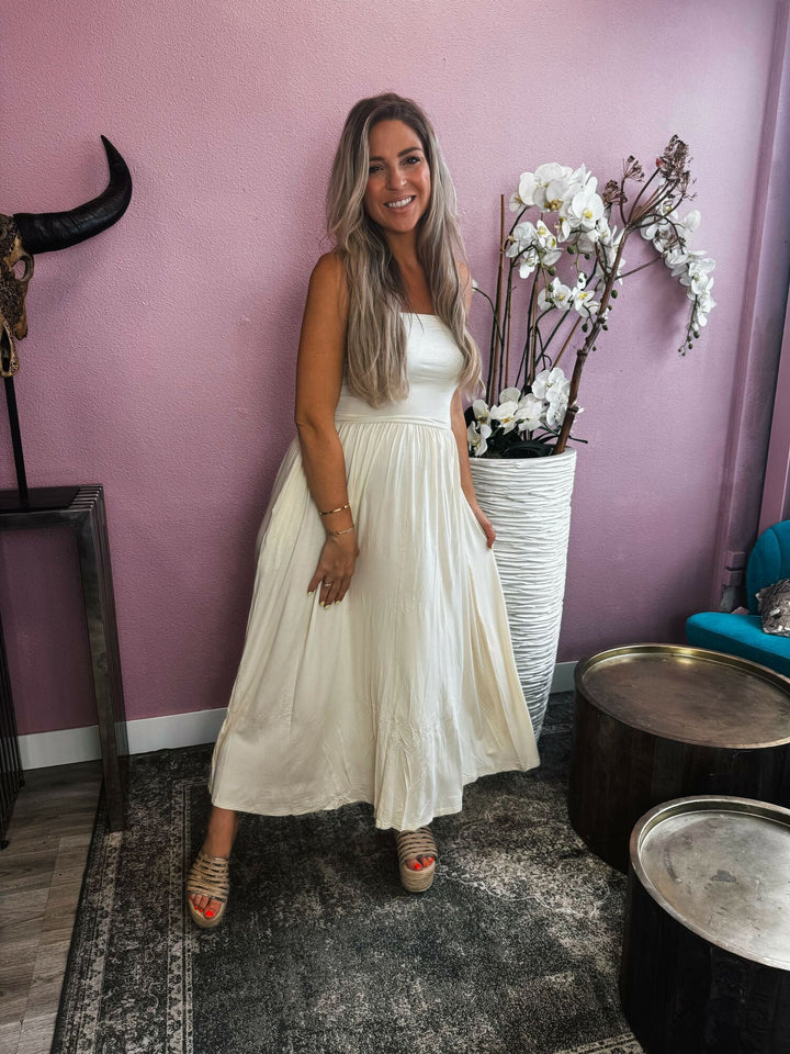 Robe sans bretelles Izzy Crème