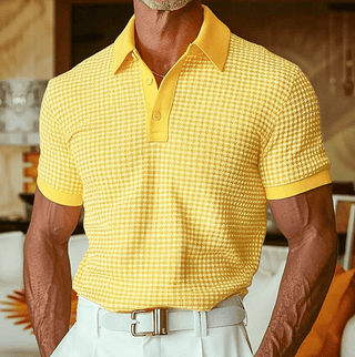 BRYNOUVELLE | Chemise Polo Texturée à Carreaux pour Hommes