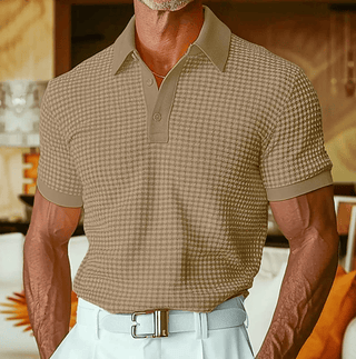 BRYNOUVELLE | Chemise Polo Texturée à Carreaux pour Hommes