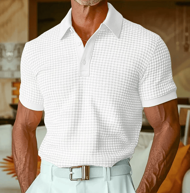 BRYNOUVELLE | Chemise Polo Texturée à Carreaux pour Hommes