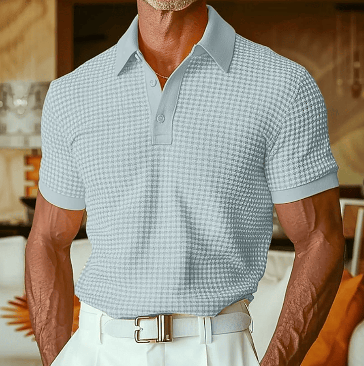 BRYNOUVELLE | Chemise Polo Texturée à Carreaux pour Hommes