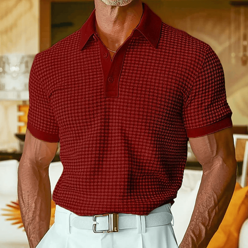 BRYNOUVELLE | Chemise Polo Texturée à Carreaux pour Hommes
