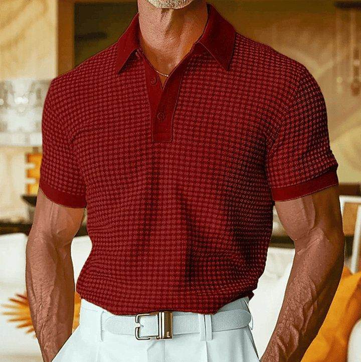 BRYNOUVELLE | Chemise Polo Texturée à Carreaux pour Hommes