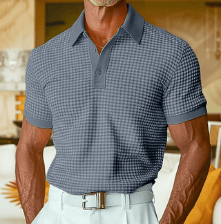 BRYNOUVELLE | Chemise Polo Texturée à Carreaux pour Hommes