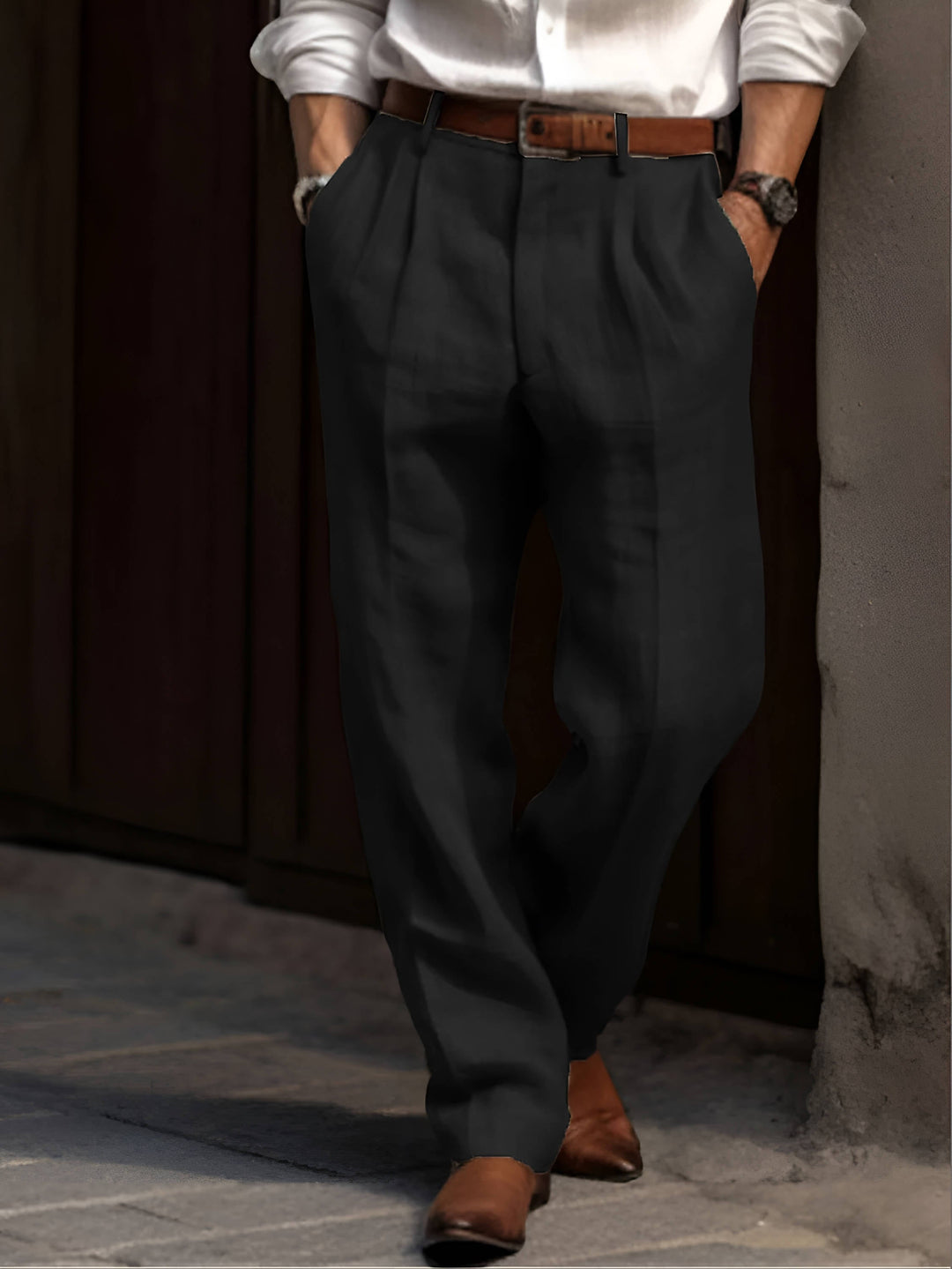BRYNOUVELLE | PANTALON PLISSÉ EN LIN POUR HOMME