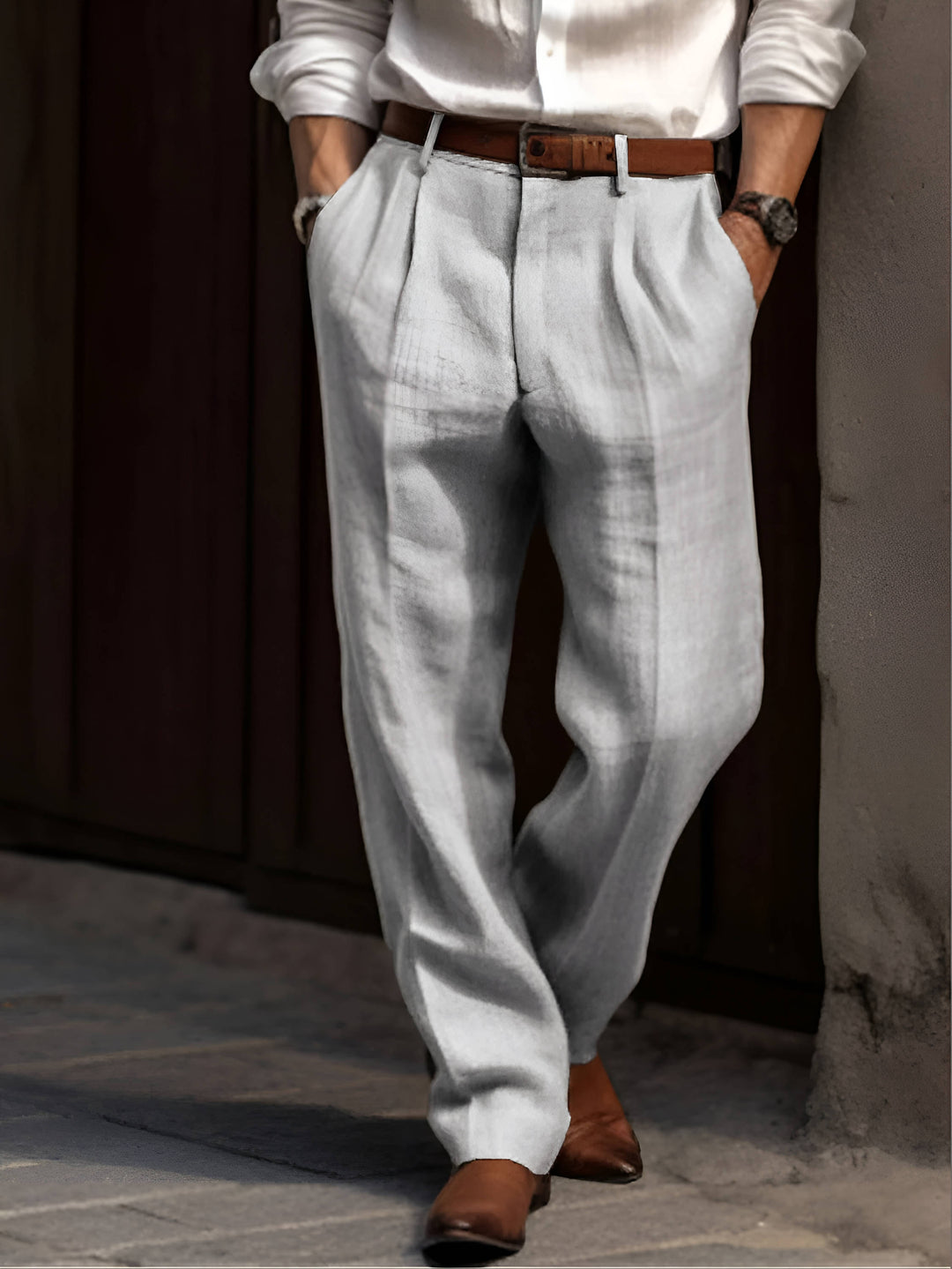 BRYNOUVELLE | PANTALON PLISSÉ EN LIN POUR HOMME