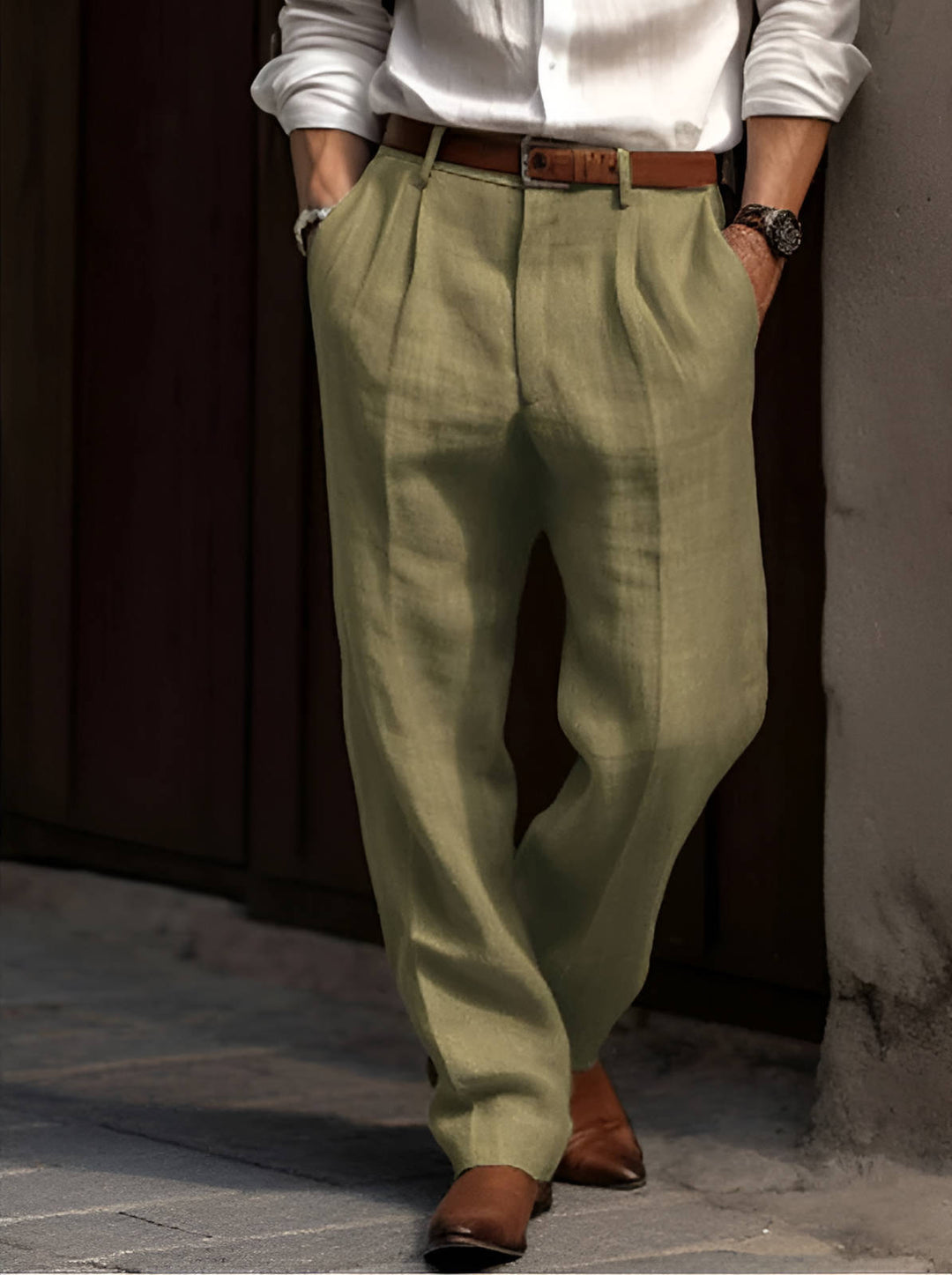 BRYNOUVELLE | PANTALON PLISSÉ EN LIN POUR HOMME