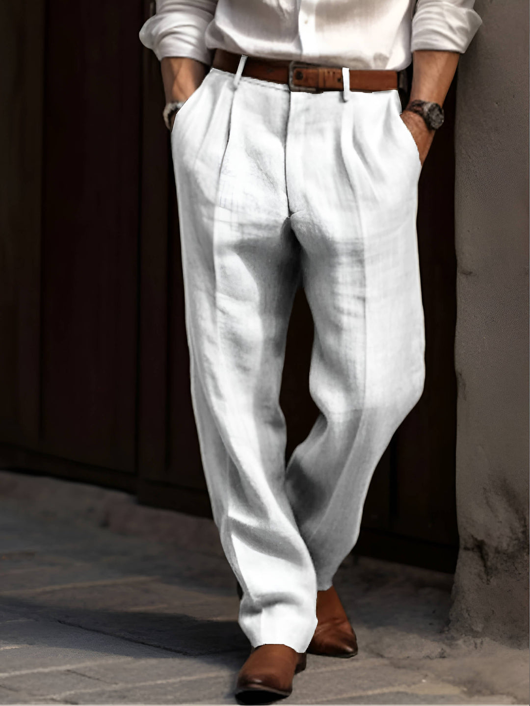 BRYNOUVELLE | PANTALON PLISSÉ EN LIN POUR HOMME