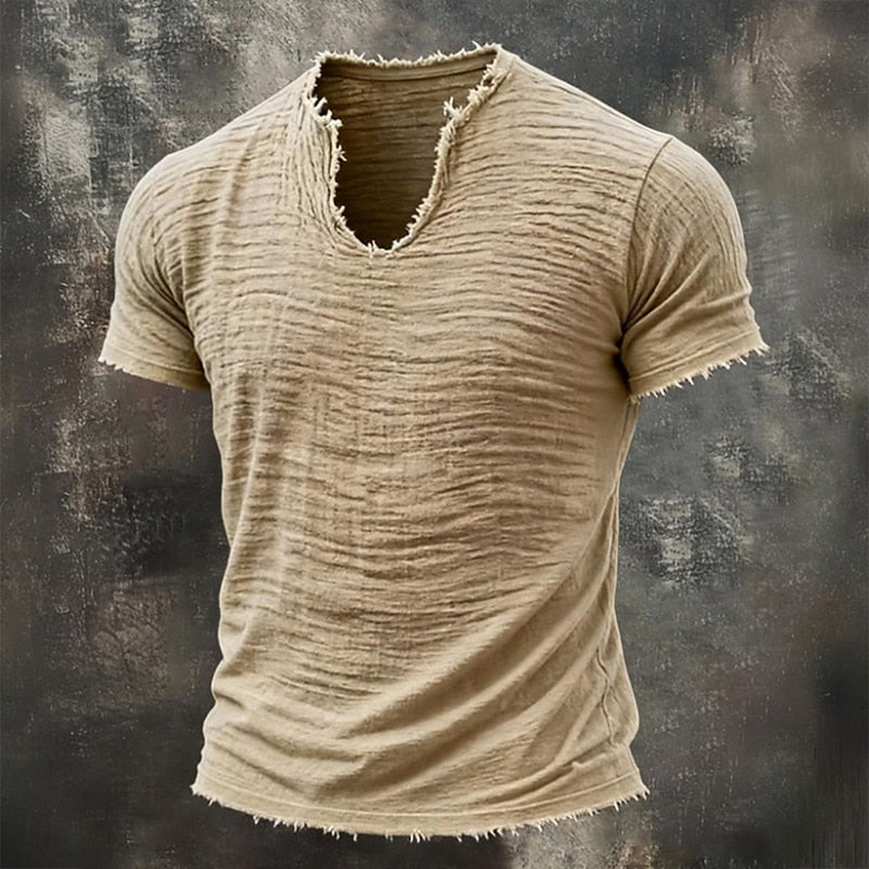 BRYNOUVELLE | T-Shirt Délavé à Col V pour Hommes