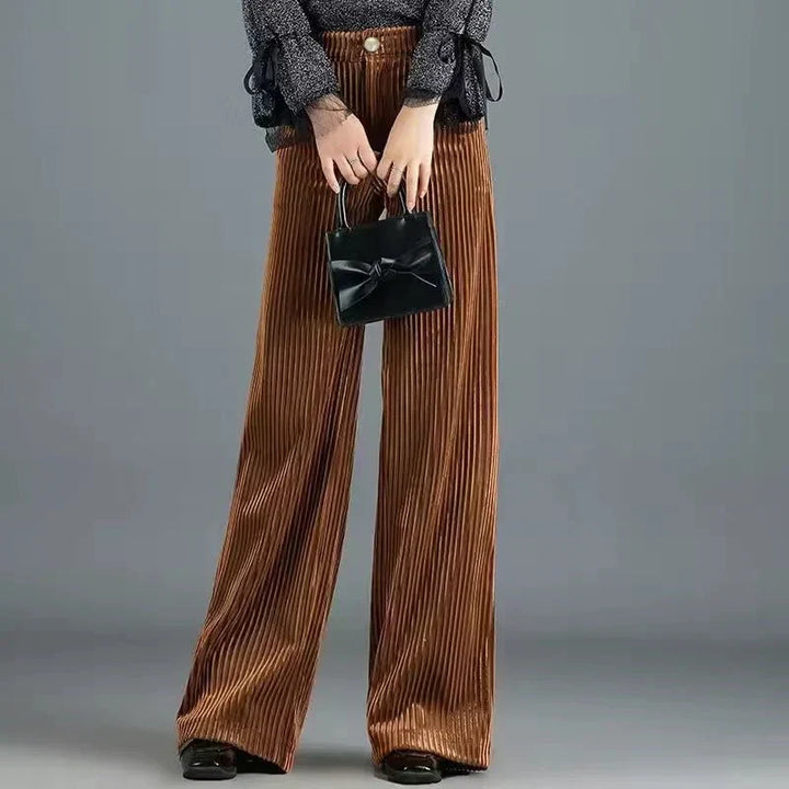 BRYNOUVELLE | PANTALON EN VELOURS TRICOTÉ TAILLE HAUTE POUR FEMME