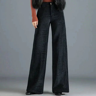 BRYNOUVELLE | PANTALON EN VELOURS TRICOTÉ TAILLE HAUTE POUR FEMME