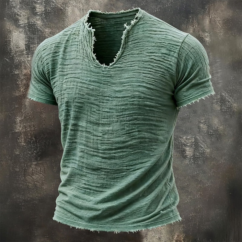 BRYNOUVELLE | T-Shirt Délavé à Col V pour Hommes