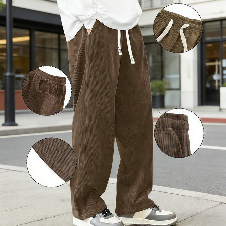BRYNOUVELLE | PANTALONS EN CORDUROY À TAILLE ÉLASTIQUE POUR HOMMES