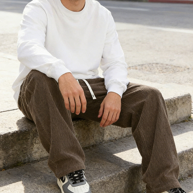 BRYNOUVELLE | PANTALONS EN CORDUROY À TAILLE ÉLASTIQUE POUR HOMMES
